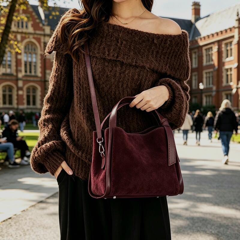Bucket Bag Suede - Winter Women's Genuine Suede Cowhide Leather