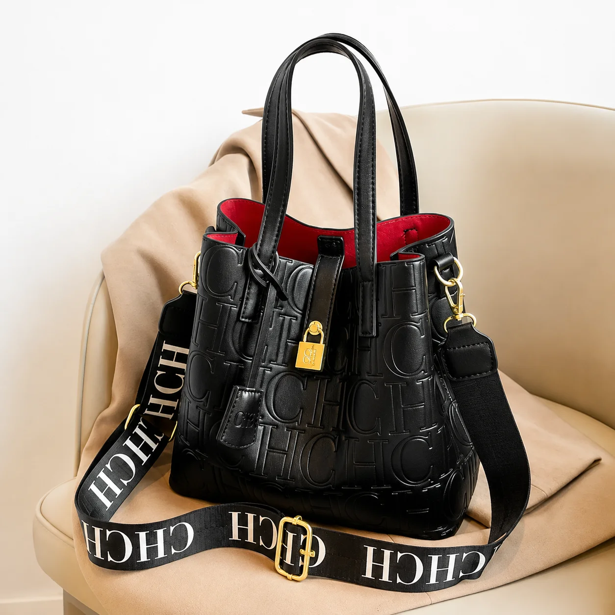 New Trendy Letter‑Printed Wome - Bucket Bag Suede review and price
