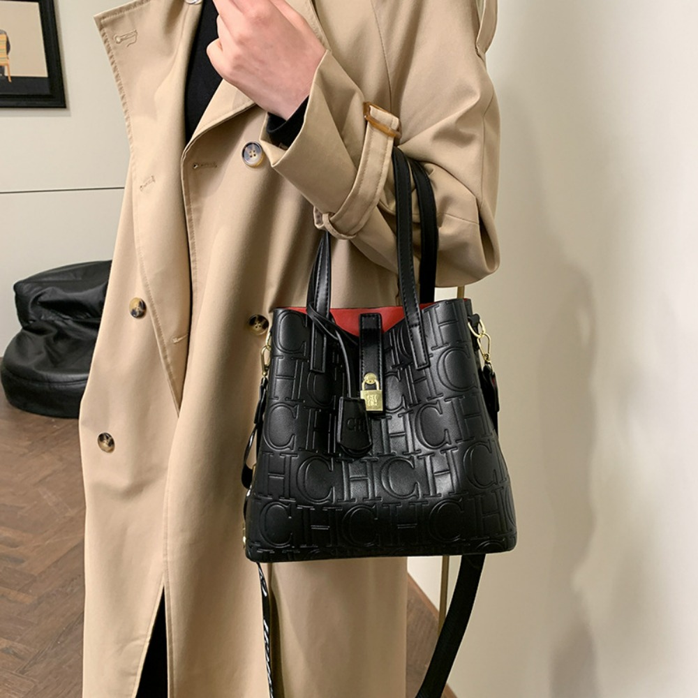New Trendy Letter‑Printed Wome - Bucket Bag Suede review and price