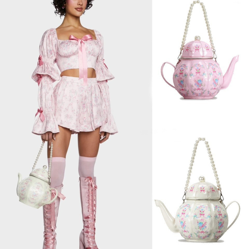 Pearl Chain Teapot Crossbody B - Luxury Bags On Sale review and price