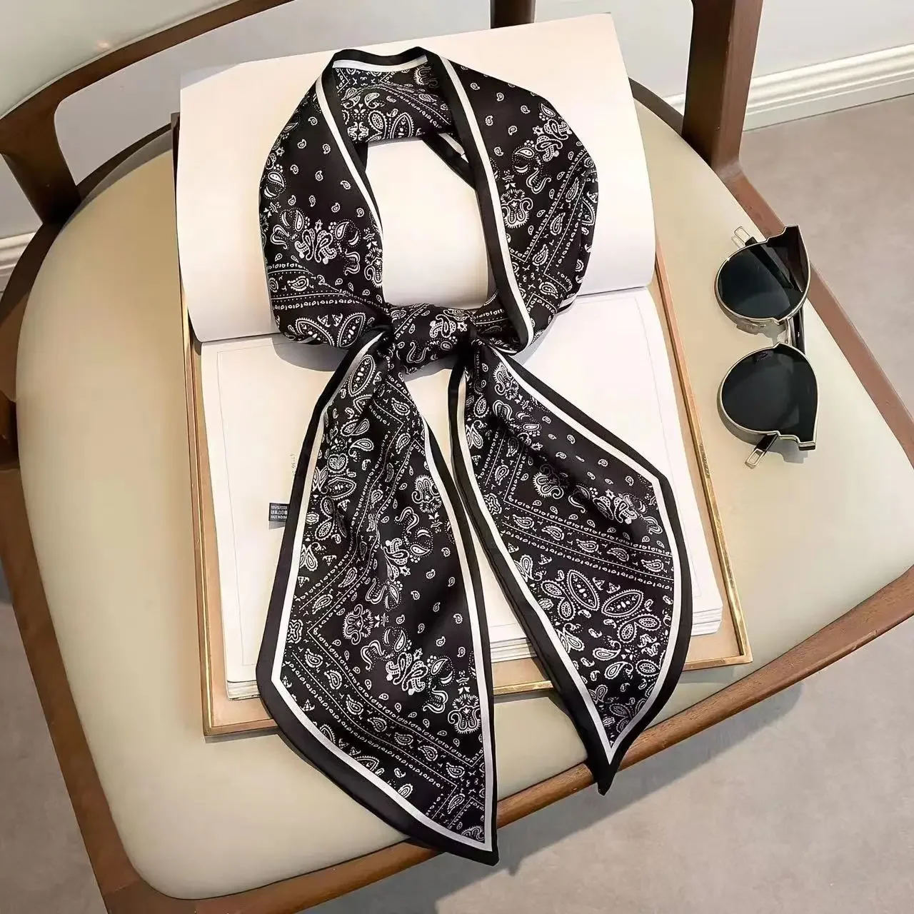 Design Print Skinny Scarf Plai - Luxury Bags For Women Brands review and price