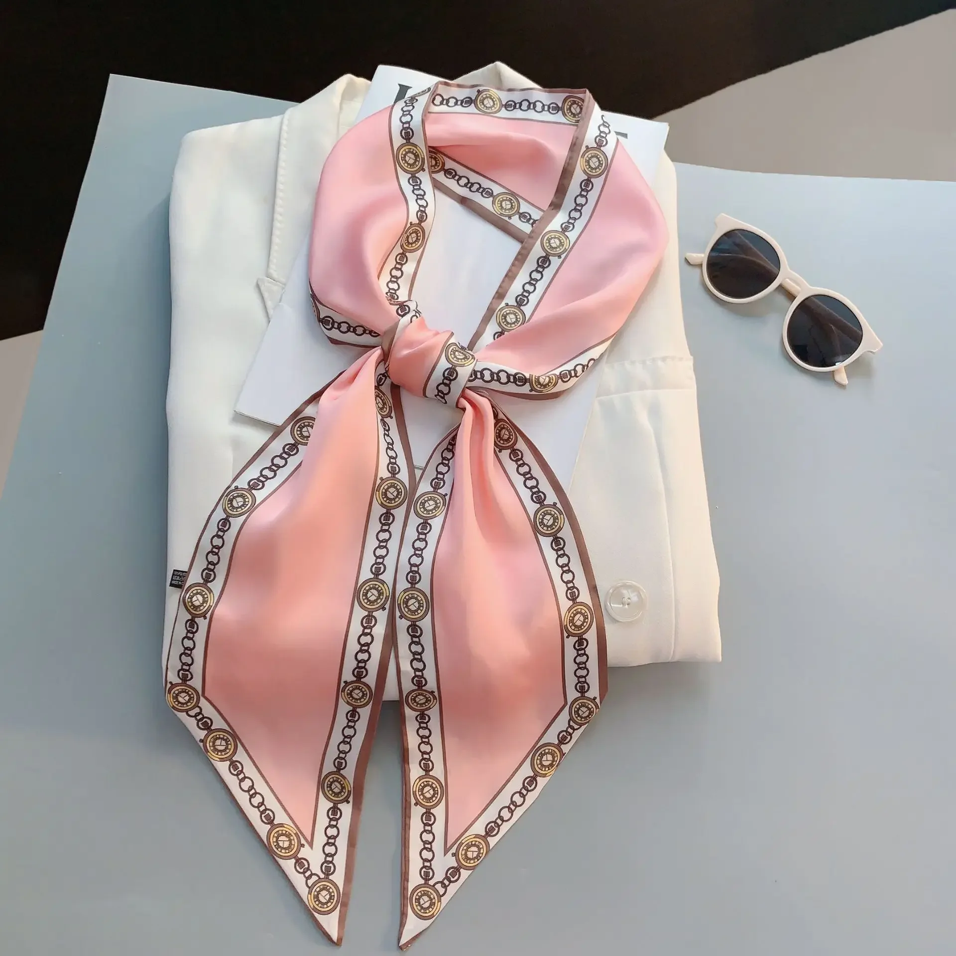 Design Print Skinny Scarf Plai - Luxury Bags For Women Brands review and price