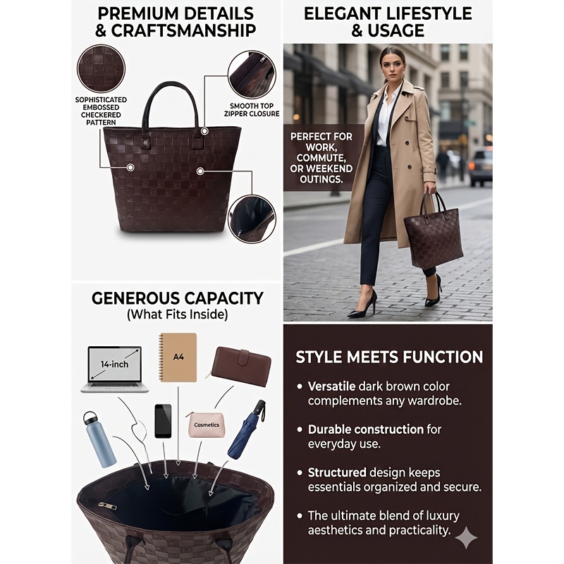 Light Luxury Deep Brown Quilte - Luxury Bags Big review and price